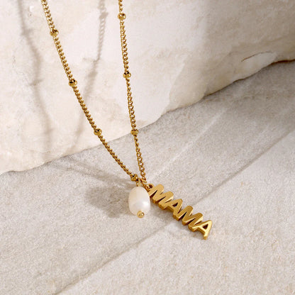 MAMA Letter Pearl Pendant